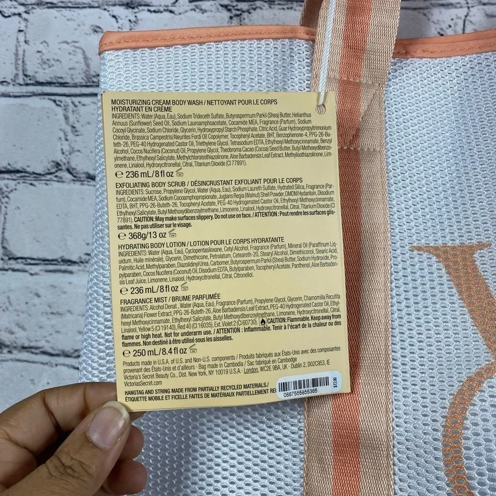 New Victoria's Secret Weekender Tote Mesh Bag White Orange Women's Fall Gym Yoga